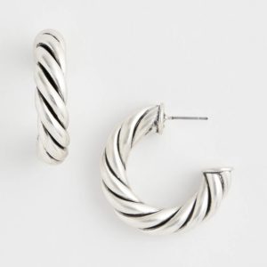Silver Twisted Hoop Earrings