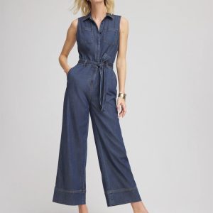 Petite Denim Wide-Leg Jumpsuit