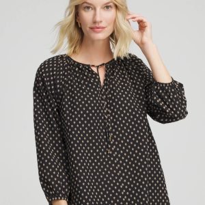 Floral Print Tie-Neck Top