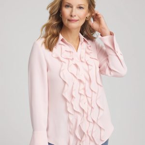 Ruffle-Trim Chiffon Blouse