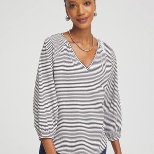Striped Crinkled Raglan Top