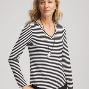 Striped V-Neck Layering Tee