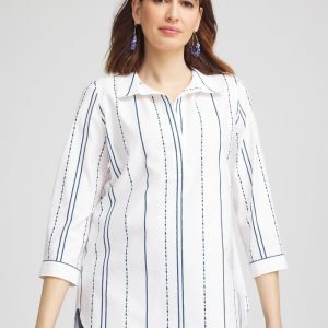 No Iron™ Striped Buttonback Stretch Tunic