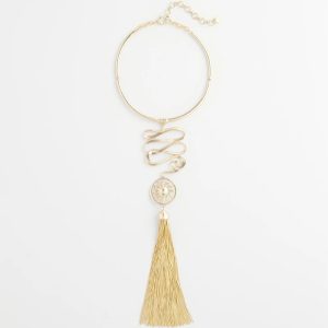 Twisted-Metal Tassel Statement Necklace
