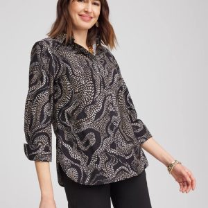 No Iron™ Sateen Swirls Print Shirt