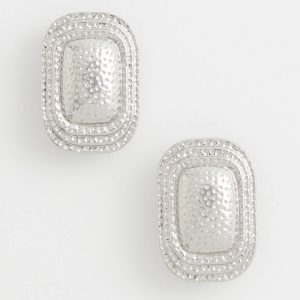 No Droop® Silvertone Square Clip-On Earrings