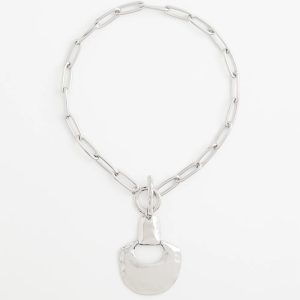 Silvertone Toggle Pendant Necklace