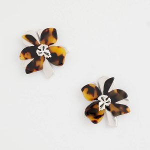 Tortoise Floral Stud Earrings