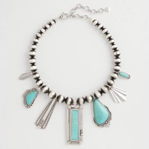 Chico's Originals Turquoise & Charms Motif Collar Necklace