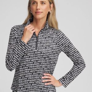 Zenergy® UPF Printed Half-Zip Mockneck Top