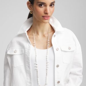 White Beaded Single Strand Necklace