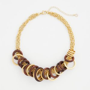 Wood & Gold Short Necklace